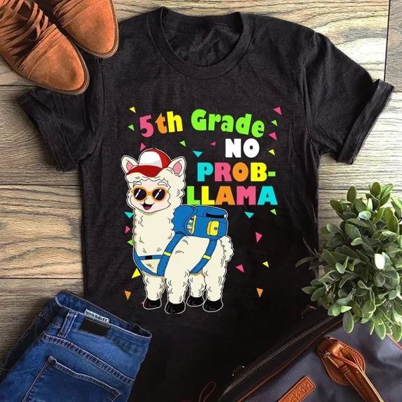 DOPASHIRT 5Th Grade No Prob-Llama Graphic T Shirt Unisex S-5XL Hot Trending Shirt, Vintage Birthday Gift