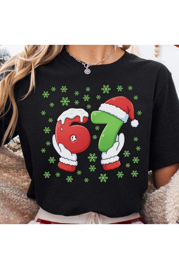 6 7 Xmas Shirt, Funny Xmas Tee, Trendy Holiday Shirt, Tiktok Trend Xmas Outfit, Cool Gift, Family Group Shirt Unisex S-5XL Hot Trending Shirt, Vintage Birthday Gift