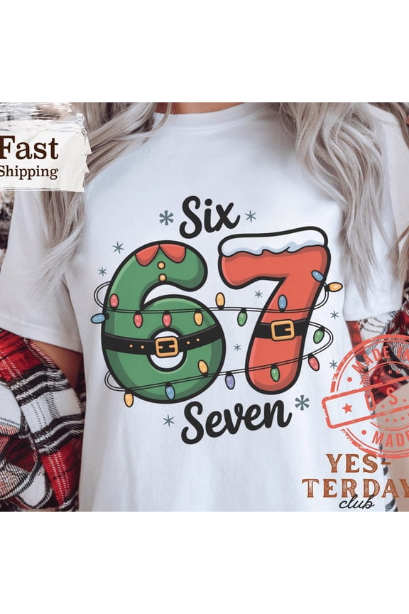 67 Xmas Light Shirt, Funny Xmas Tee, Viral Tiktok Trend, Gen Z & Tween Slang Gift, 6 7 Xmas Shirt, Casual Tee For Teenager Unisex S-5XL Hot Trending Shirt, Vintage Birthday Gift