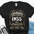 thumbnail image 1 of DOPASHIRT 70Th Birthday T-Shirt For Men, Legends Were Born In 1955 Gift, 70 Years Old Unisex S-5XL Hot Trending Shirt, Vintage Birthday Gift, 1 of 3