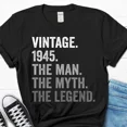 thumbnail image 1 of DOPASHIRT 80Th Birthday Gift For Men, Turning 80 Shirt For Him, Born In 1945 Grandpa Unisex S-5XL Hot Trending Shirt, Vintage Birthday Gift, 1 of 3