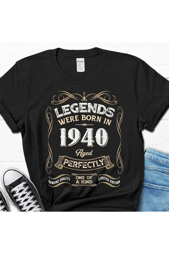 DOPASHIRT 85Th Birthday T-Shirt For Men, Legends Were Born In 1940 Gift, 85 Years Old Unisex S-5XL Hot Trending Shirt, Vintage Birthday Gift