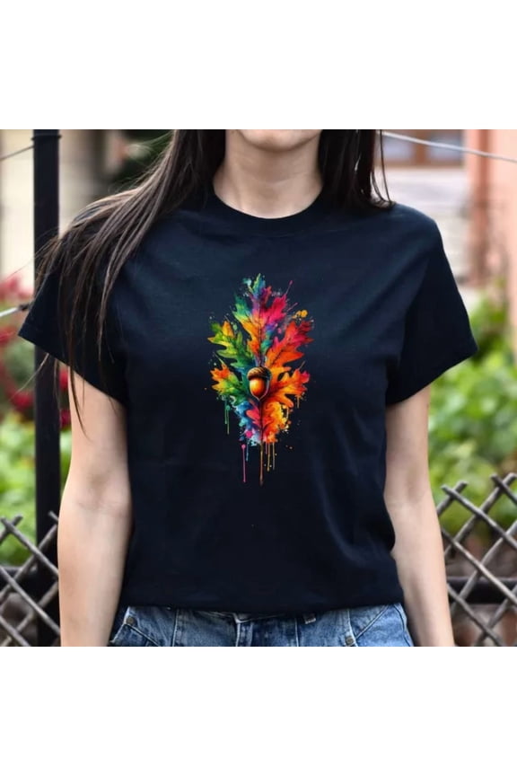 DOPASHIRT Abstract Oak Tree Leaf Color Splash T-Shirt Unisex S-5XL Hot Trending Shirt, Vintage Birthday Gift