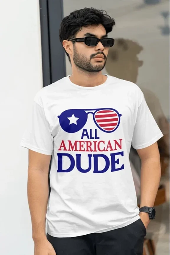 DOPASHIRT All American Dude T-Shirt 4Th Of July Shirt Usa Flag Sunglasses Tee Unisex S-5XL Hot Trending Shirt, Vintage Birthday Gift