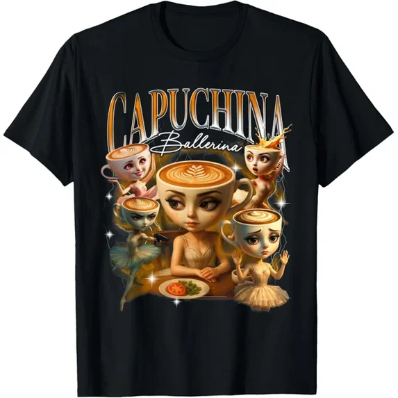 DOPASHIRT Ballerina Cappuccina Italian Brainrot Bootleg Coffee T-Shirt Unisex S-5XL Hot Trending Shirt, Vintage Birthday Gift
