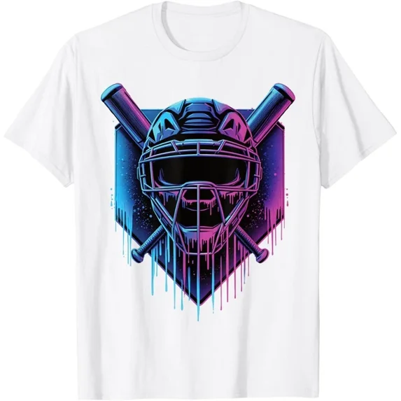 DOPASHIRT Baseball Catcher Mask Paint Dripping Baseball Fan T-Shirt Unisex S-5XL Hot Trending Shirt, Vintage Birthday Gift