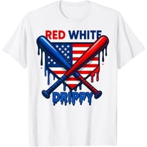 DOPASHIRT Baseball Ice Cream Red White & Drippy 4Th Of July Patriotic T-Shirt Unisex S-5XL Hot Trending Shirt, Vintage Birthday Gift