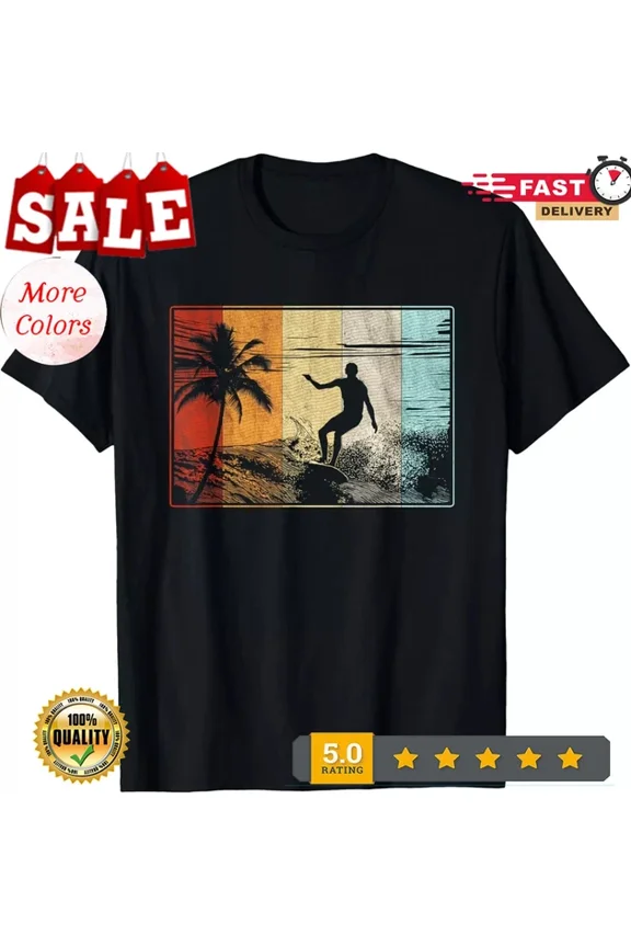DOPASHIRT Beach Surfing Surfboard Vintage Retro Surfboarder Surfer Gift T-Shirt Unisex S-5XL Hot Trending Shirt, Vintage Birthday Gift