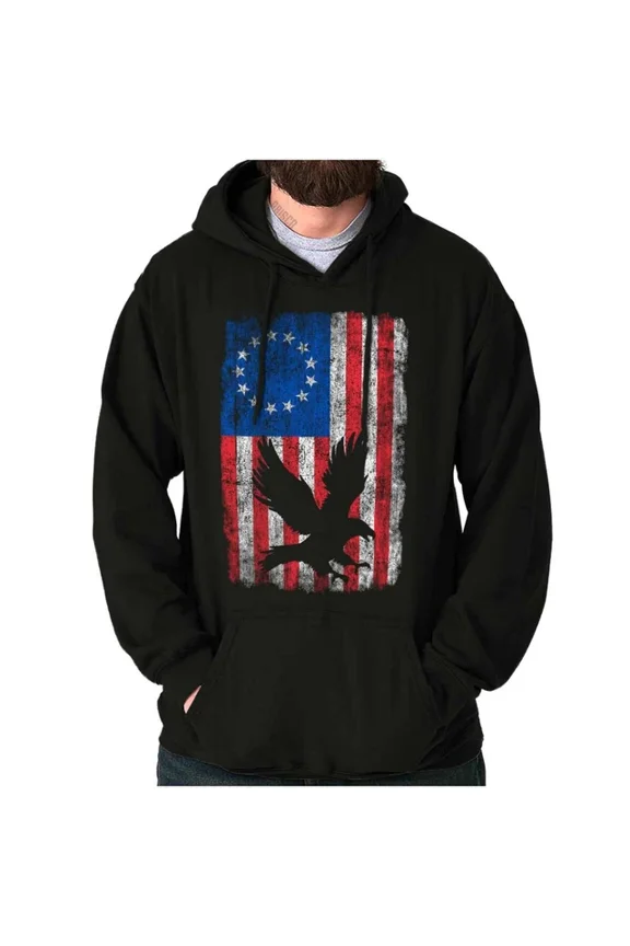 Betsy Ross United States American Flag Eagle Hoodie Outdoor Hoodie, Trendy Hoodie, Birthday Gift