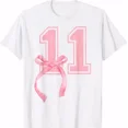 thumbnail image 1 of DOPASHIRT Birthday Girl Pink Coquette Bow 11 Year Old Girly T-Shirt Unisex S-5XL Hot Trending Shirt, Vintage Birthday Gift, 1 of 3