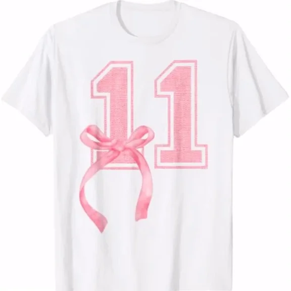 DOPASHIRT Birthday Girl Pink Coquette Bow 11 Year Old Girly T-Shirt Unisex S-5XL Hot Trending Shirt, Vintage Birthday Gift