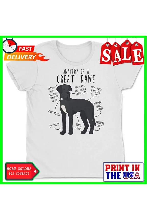 DOPASHIRT Black Great Dane Shirt, Women, Men, Funny Dog Lover Gift, Cute Great Dane T-Shir Unisex S-5XL Hot Trending Shirt, Vintage Birthday Gift