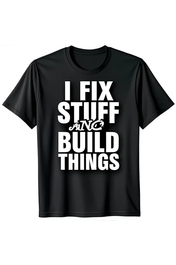 DOPASHIRT Bold Black T-Shirt With White Graphic I Fix Stuff And Build Things Unisex S-5XL Hot Trending Shirt, Vintage Birthday Gift