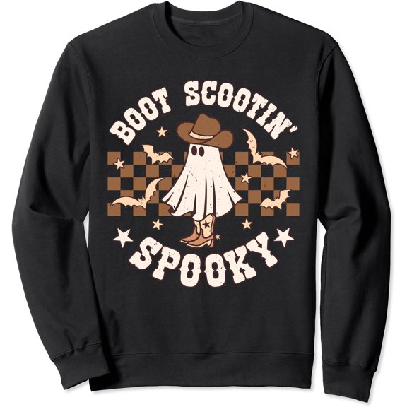 DOPASHIRT Boot Scootin Spooky Retro Groovy Western Hal.Low.Een Ghost Sweatshirt Trendy Sweatshirt, Birthday Gift