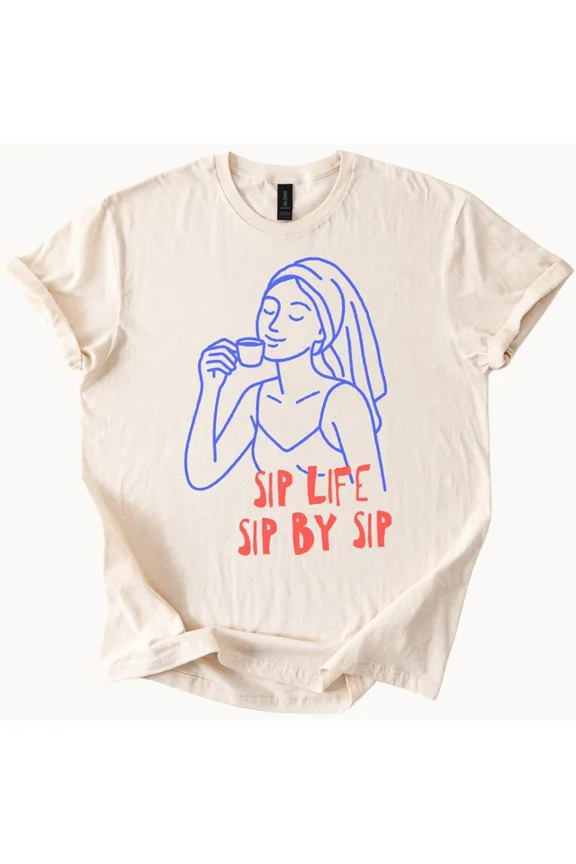 Bride Coffee Graphic Tee Sip Life Sip By Sip Wedding Party Shirt Unisex S-5XL Hot Trending Shirt, Vintage Birthday Gift