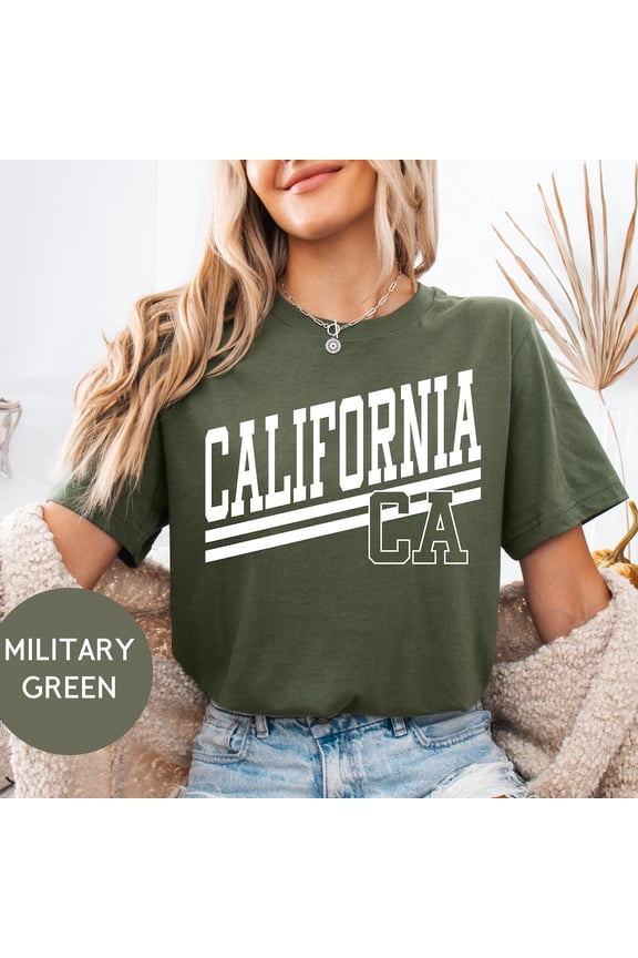 DOPASHIRT California Ca Graphic T-Shirt Retro College Style Tee West Coast Shirt Letter Print Cali State Gift Trendy Casual Top Unisex S-5XL Hot Trending Shirt, Vintage Birthday Gift