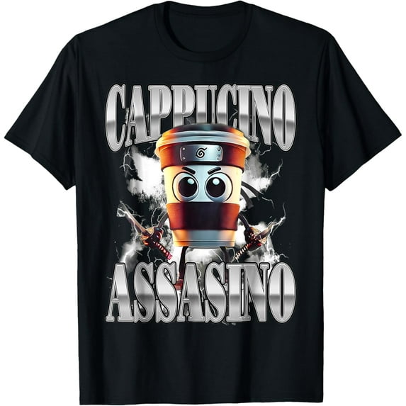 DOPASHIRT Cappuccino Assassino Coffee Italian Brainrot T-Shirt Unisex S-5XL Hot Trending Shirt, Vintage Birthday Gift