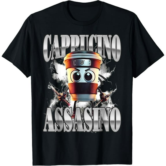 DOPASHIRT Cappuccino Assassino Coffee Italian Brainrot T-Shirt Unisex S-5XL Hot Trending Shirt, Vintage Birthday Gift