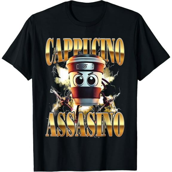 DOPASHIRT Cappuccino Assassino Coffee Lovers Italian Brainrot T-Shirt Unisex S-5XL Hot Trending Shirt, Vintage Birthday Gift
