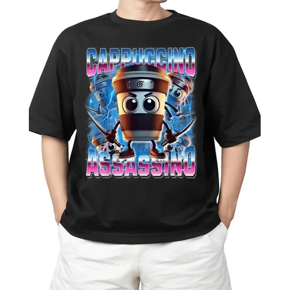 DOPASHIRT Cappuccino-Assassino Italian-Brainrot Funny Gen Z T-Shirt Unisex S-5XL Hot Trending Shirt, Vintage Birthday Gift