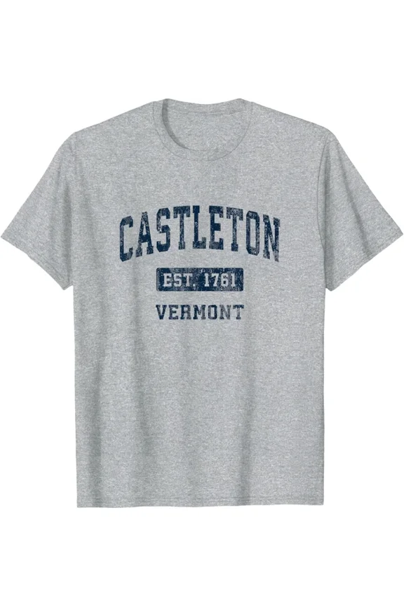 Castleton Vermont Vt Vintage Sports Established Navy Design T-Shirt Unisex S-5XL Hot Trending Shirt, Vintage Birthday Gift