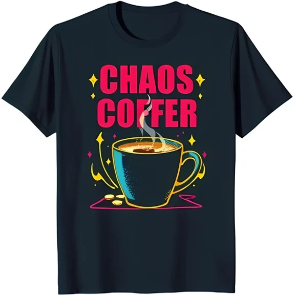 DOPASHIRT Chaos Coffer Cartoon T-Shirt Dark Blue With Pink Text & Stars Unisex S-5XL Hot Trending Shirt, Vintage Birthday Gift