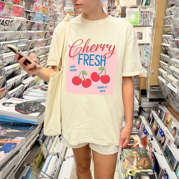 DOPASHIRT Cherry Fresh Graphic Tee, Retro Fruit Shirt, Trendy Farmers Market Tee, Summer Tee, Vacation Clothing, Y2K Cherries Tee Unisex S-5XL Hot Trending Shirt