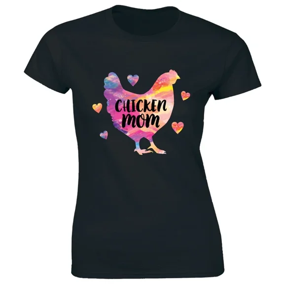 DOPASHIRT Chicken Mom With Colorful Graphic And Hearts T-Shirt Farm Animal Lover Unisex S-5XL Hot Trending Shirt, Vintage Birthday Gift