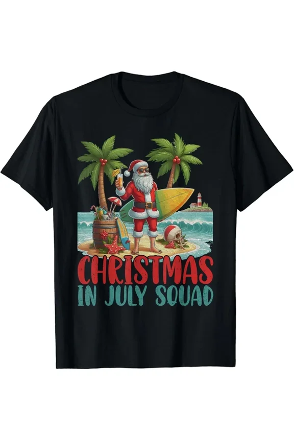 Chri.Stm.As In July Squad Tropical San.Ta Xmas Men Women T-Shirt Unisex S-5XL Hot Trending Shirt, Vintage Birthday Gift