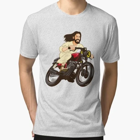 DOPASHIRT Christ on a Motor Bike - Funny Religious Lord Jesus Church T-Shirt Unisex S-5XL Hot Trending Shirt, Vintage Birthday Gift