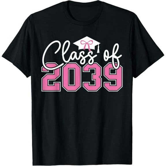 DOPASHIRT Class Of 2039 Grow With Me 2039 Graduation Pink Bow T-Shirt Unisex S-5XL Hot Trending Shirt, Vintage Birthday Gift