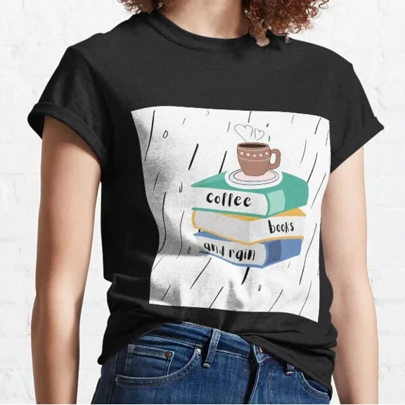 DOPASHIRT Coffee Books And Rain Retro Cotton Tee For Men & Women Unisex S-5XL Hot Trending Shirt, Vintage Birthday Gift