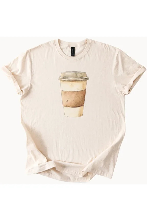 Coffee Cup Watercolor T Shirt Minimalist Latte Art Graphic Caffeine Tee Unisex S-5XL Hot Trending Shirt, Vintage Birthday Gift