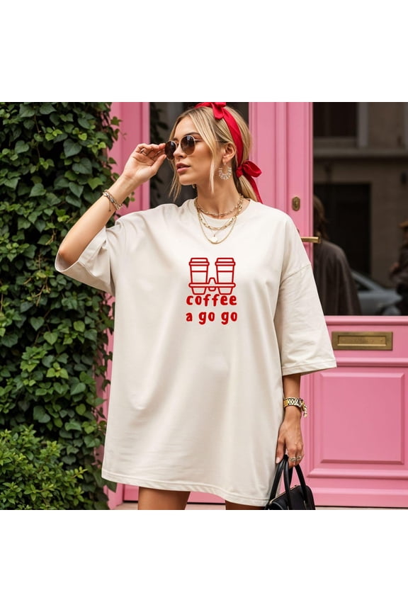 Coffee A Go Go Graphic Tee, Minimalist Coffee Shirt, Local Coffee Shop Apparel, Coffee Lover Gift, Barista Outfit, Weekend Vibes Unisex S-5XL Hot Trending Shirt, Vintage Birthday Gift