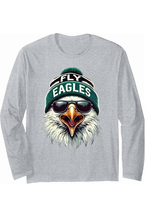 Cool Eagle Face With Sunglasses Vintage Flying Long Sleeve Sweatshirt Trendy Sweatshirt, Birthday Gift