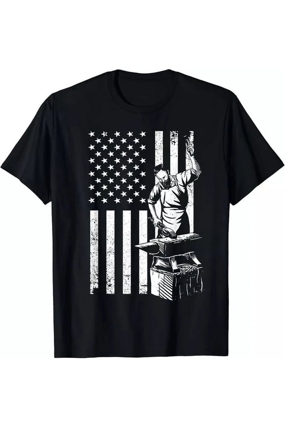 DOPASHIRT Cool Us Flag Blacksmith Art For Men Women Blacksmith Forging Gift T-Shirt Unisex S-5XL Hot Trending Shirt, Vintage Birthday Gift