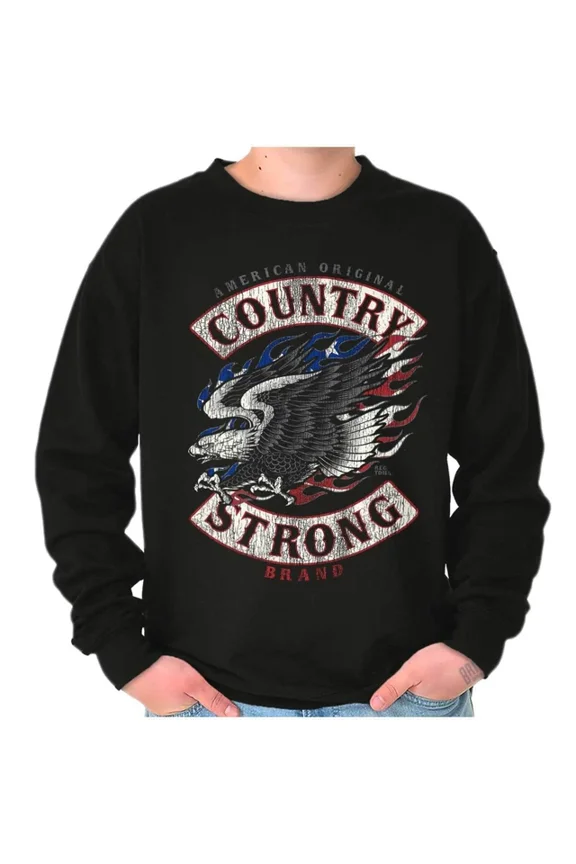 Country Strong Brand Usa Flag Eagle Logo Sweatshirt Trendy Sweatshirt, Birthday Gift