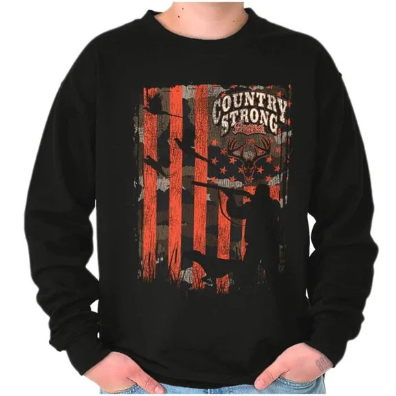 DOPASHIRT Country Strong Brand Usa Flag Hunter Soldier Sweatshirt Trendy Sweatshirt, Birthday Gift