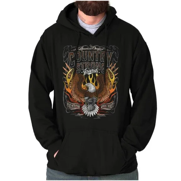 DOPASHIRT Country Strong Brands Flaming Eagle Engine Hoodie Outdoor Hoodie, Trendy Hoodie, Birthday Gift
