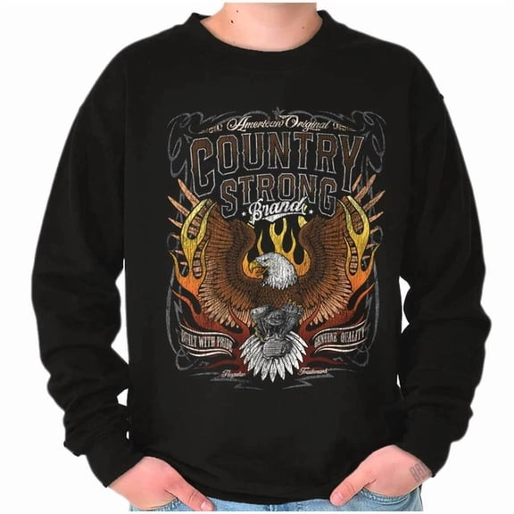 DOPASHIRT Country Strong Brands Flaming Eagle Engine Sweatshirt Trendy Sweatshirt, Birthday Gift