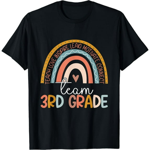 DOPASHIRT Cute Third Grade Teacher Boho Rainbow Team 3Rd Grade T-Shirt Unisex S-5XL Hot Trending Shirt, Vintage Birthday Gift