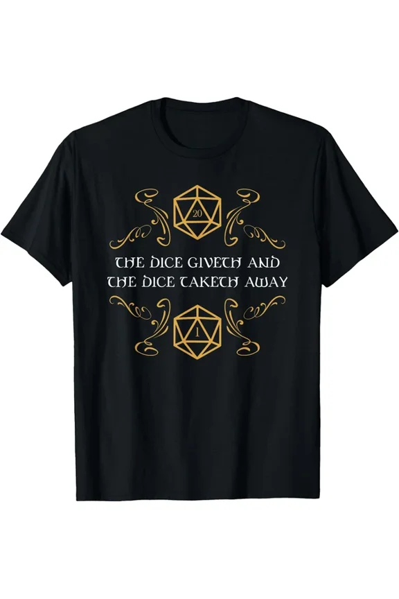 DOPASHIRT D20 Dice Giveth And Taketh Away Funny Nerdy T-Shirt Unisex S-5XL Hot Trending Shirt, Vintage Birthday Gift
