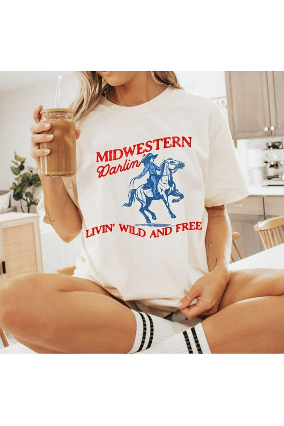 Distressed Midwestern Darlin Shirt, Trendy Cowgirl T Shirt, Retro Long Live Cowgirls Tee, Lets Go Girls Gift, Ride Or Die Rodeo Tee Unisex S-5XL Hot Trending Shirt, Vintage Birthday Gift