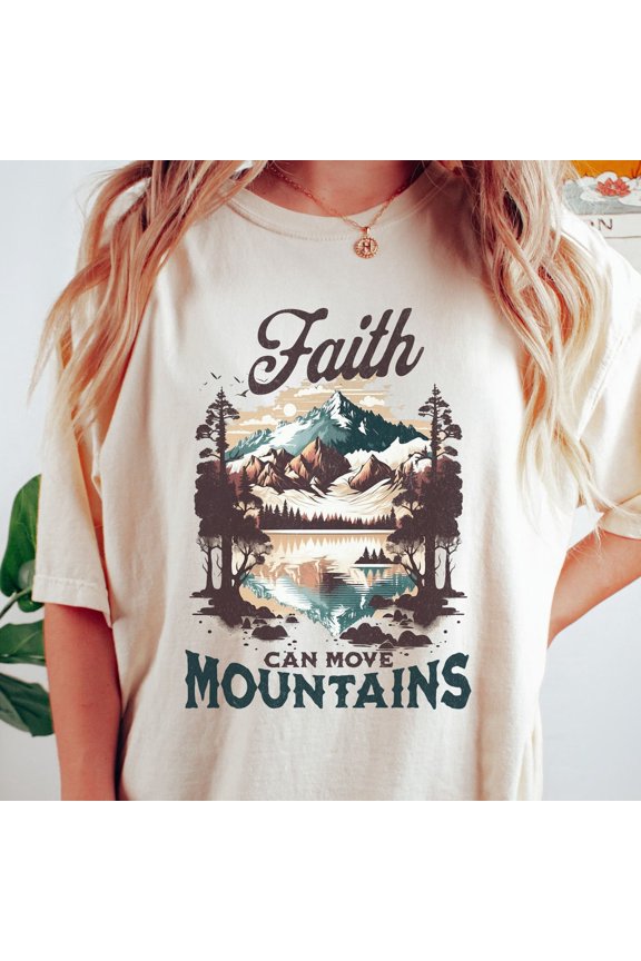 Faith Can Move Mountains Christian Merch Crewneck Shirt, Bible Verse Worship Shirt, Christian Faith Based Jesus Clothes Unisex S-5XL Hot Trending Shirt, Vintage Birthday Gift