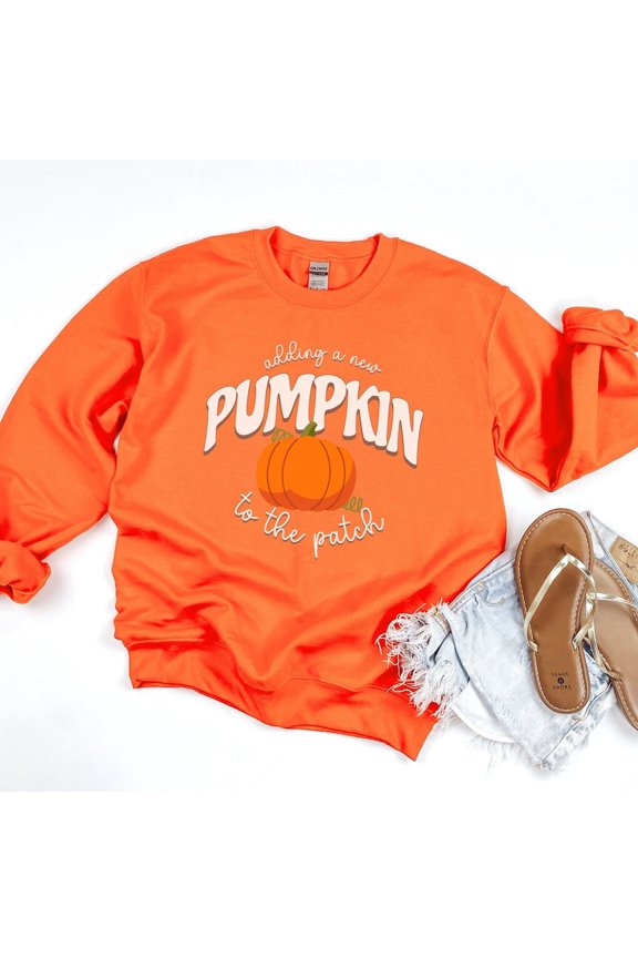 Fall Baby Announcement Shirt, Adding A New Pumpkin To The Patch, Fall Pregnancy Sweatshirt, Hal.Low.Een Pregnancy Announcement Shirt Trendy Sweatshirt, Birthday Gift