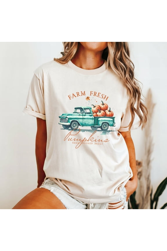 Farm Fresh Pumpkins Vintage Truck Tshirt, Cute Pumpkin Shirt, Pumpkin Patch Tee, Pumpkin Cozy Season Shirt, Fall Shirt, Women Fall Gift Unisex S-5XL Hot Trending Shirt