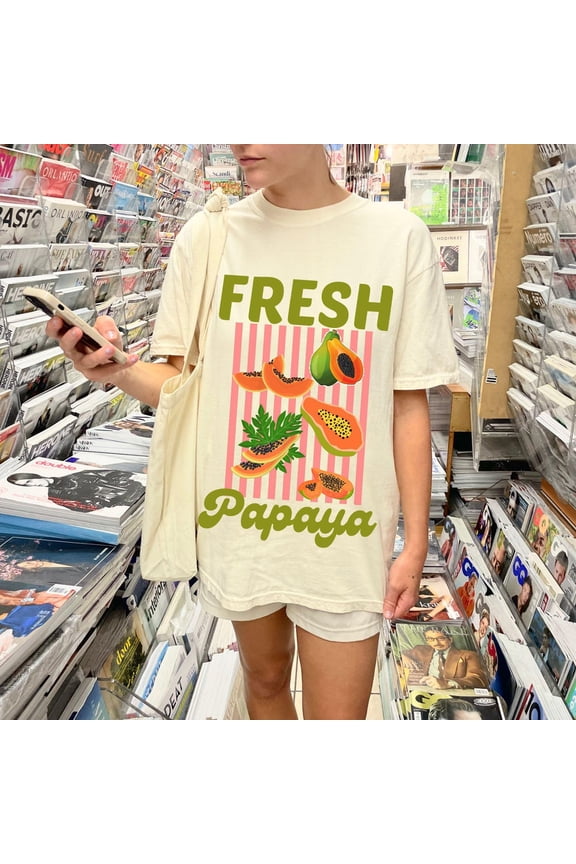 Fresh Papaya Graphic Tee, Funky Fashion Fruit Shirt, Farmers Market T Shirt, Trendy Summer Apparel, Retro Vacation Clothing, Exotic Fruit Tee Unisex S-5XL Hot Trending Shirt