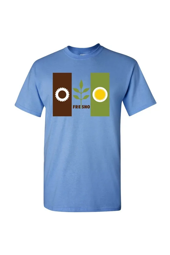 DOPASHIRT Fresno US City Flag Basic Cotton T-Shirt - Carolina Blue Unisex S-5XL Hot Trending Shirt, Vintage Birthday Gift