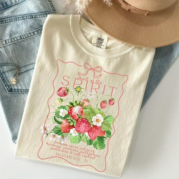 DOPASHIRT Fruit Of The Spirit Christian Merch Tshirt, Trendy Strawberry Bible Verse Shirt, Oversized Cottagecore Tee, Group Shirt Unisex S-5XL Hot Trending Shirt, Vintage Birthday Gift