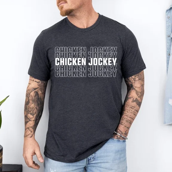DOPASHIRT Funny Chicken Jockey Stacked Repeat Font Fun T-Shirt Unisex S-5XL Hot Trending Shirt, Vintage Birthday Gift
